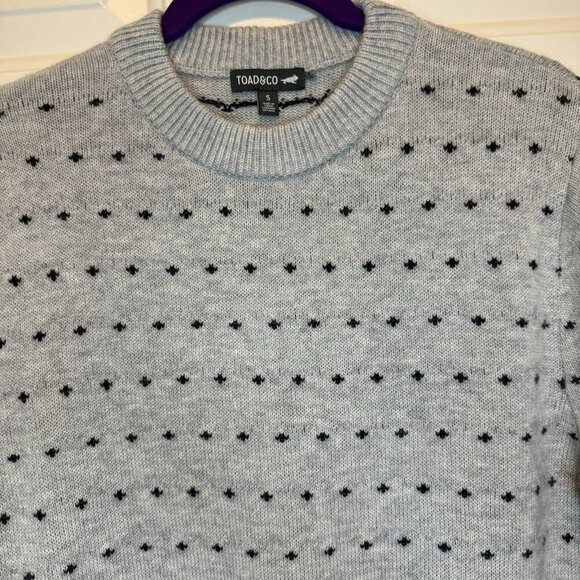 Toad&Co Cazadero Crew Sweater Heather Grey Birdseye Pattern Men's Sz S - Picture 3 of 12
